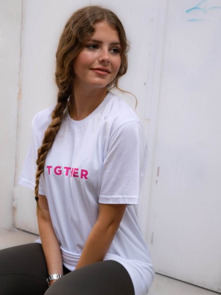 TGTHER T-SHIRT LADYS WEISS PINK mit Brustzugang S