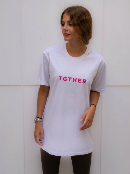 TGTHER T-SHIRT LADYS WEISS PINK mit Brustzugang M