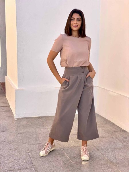 HIGH-WAIST-CULOTTES TAUPE