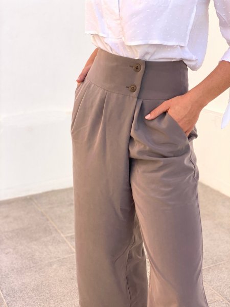 HIGH-WAIST-CULOTTES TAUPE