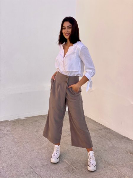 HIGH-WAIST-CULOTTES TAUPE