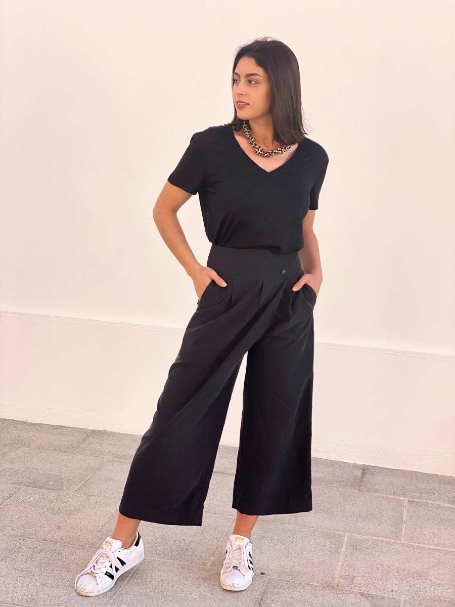 HIGH-WAIST-CULOTTES SCHWARZ